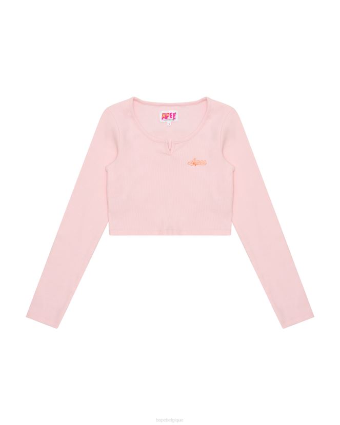 haut court à coupe slim A Bathing Ape femmes ZHX6N41034 rose