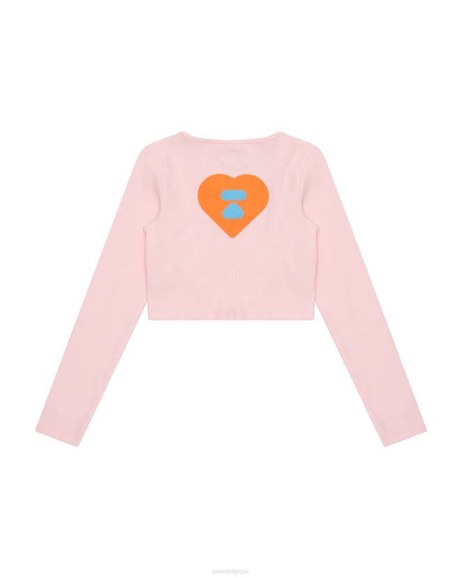 haut court à coupe slim A Bathing Ape femmes ZHX6N41034 rose
