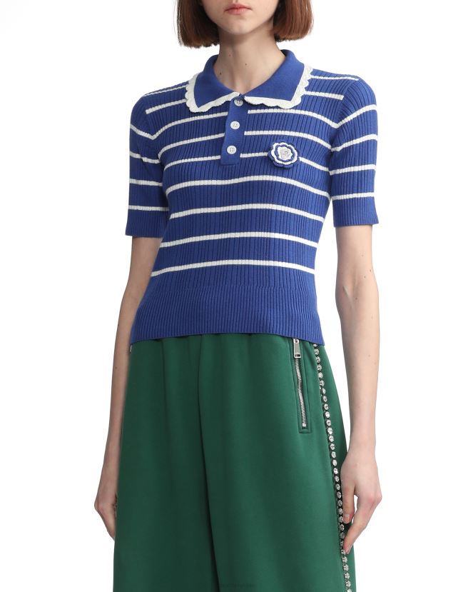 haut en maille à rayures A Bathing Ape femmes ZHX6N4788 bleu