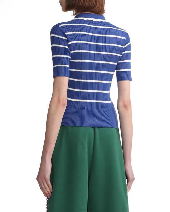 haut en maille à rayures A Bathing Ape femmes ZHX6N4788 bleu