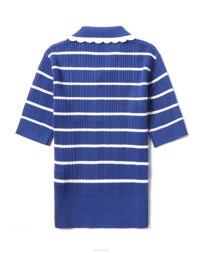 haut en maille à rayures A Bathing Ape femmes ZHX6N4788 bleu