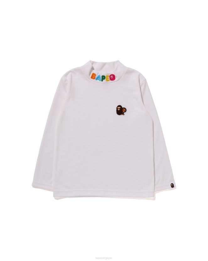 head  milo t-shirt à col montant à un point A Bathing Ape enfants ZHX6N41494 blanc