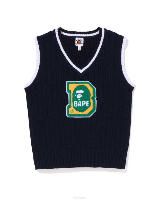 head b patch torsadé gilet jr A Bathing Ape enfants ZHX6N41437 bleu marine