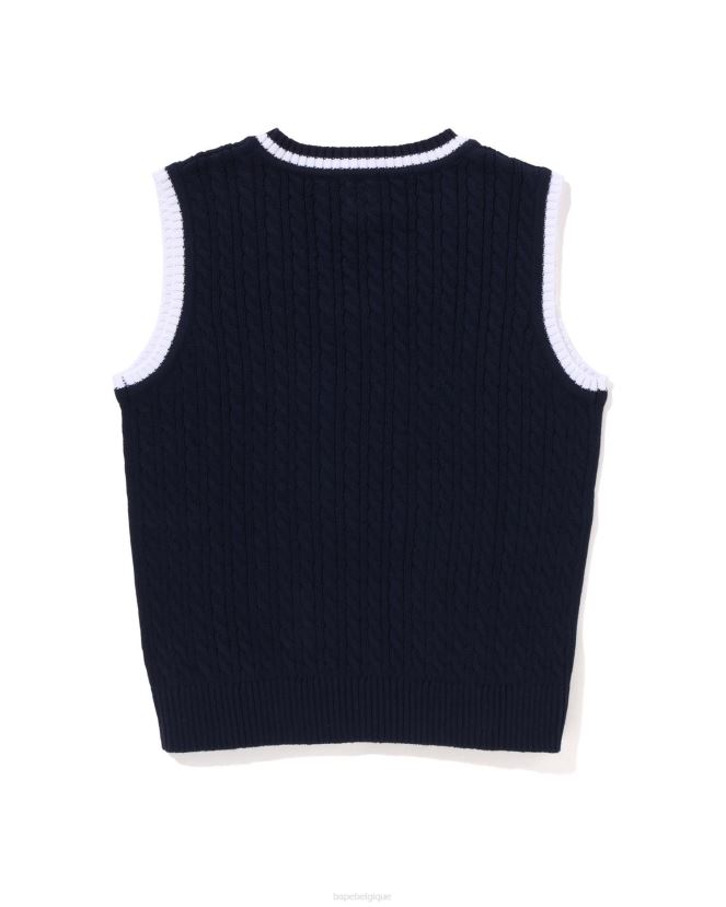 head b patch torsadé gilet jr A Bathing Ape enfants ZHX6N41437 bleu marine