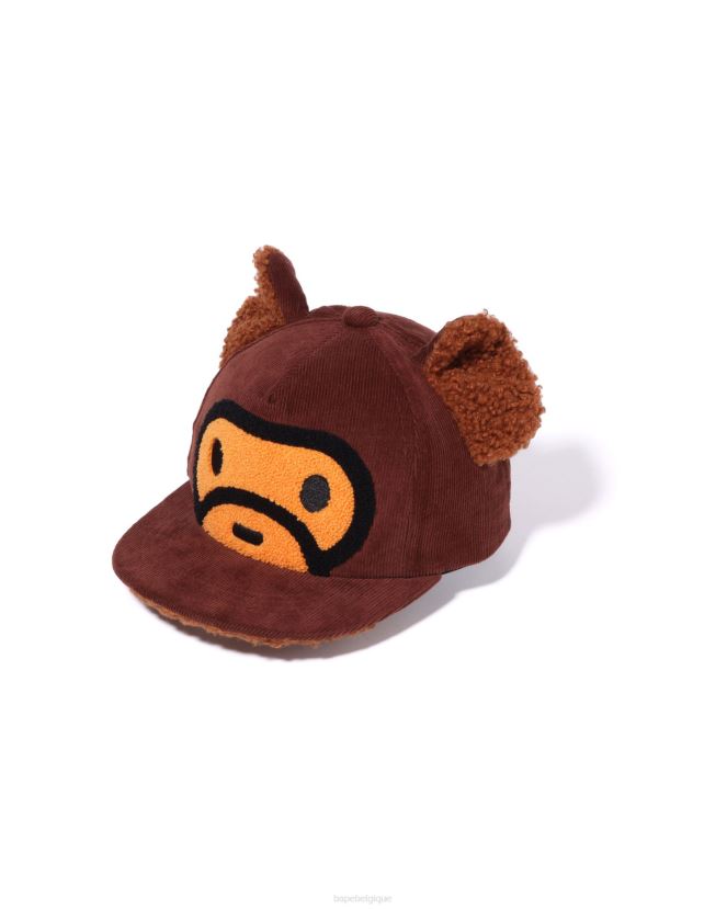 bonnet d'oreille bébé milo ours A Bathing Ape enfants ZHX6N41489 brun