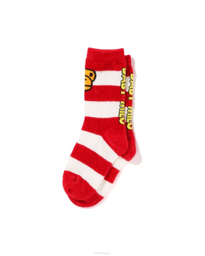 cerceau bébé milo visage chaussettes A Bathing Ape enfants ZHX6N41502 rouge vif