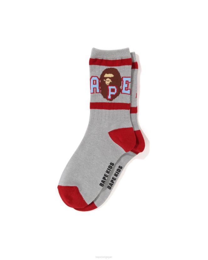 chaussettes côtelées head line A Bathing Ape enfants ZHX6N41439 gris