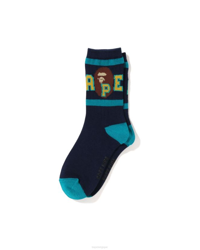 chaussettes côtelées head line A Bathing Ape enfants ZHX6N41440 bleu marine