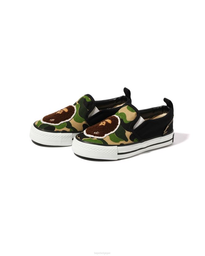 abc camo head patch sans lacets A Bathing Ape enfants ZHX6N41618 armée verte