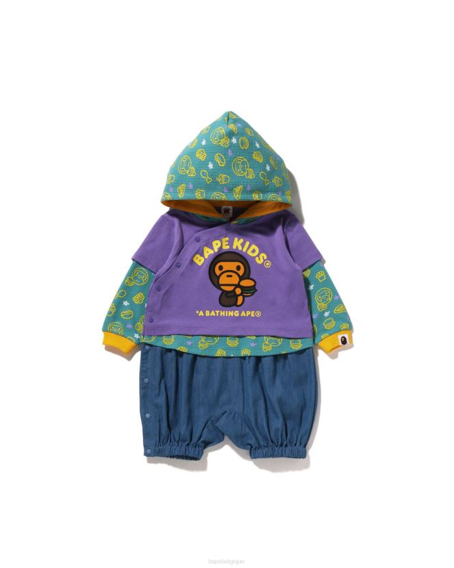 bébé milo junk food barboteuse superposée A Bathing Ape enfants ZHX6N41605 violet