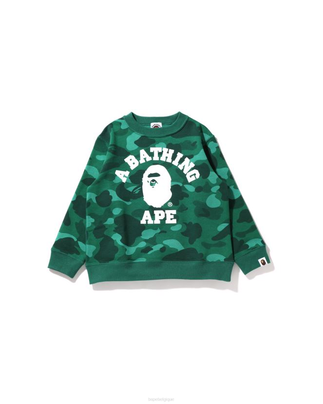 col ras du cou couleur camo college A Bathing Ape enfants ZHX6N41644 émeraude