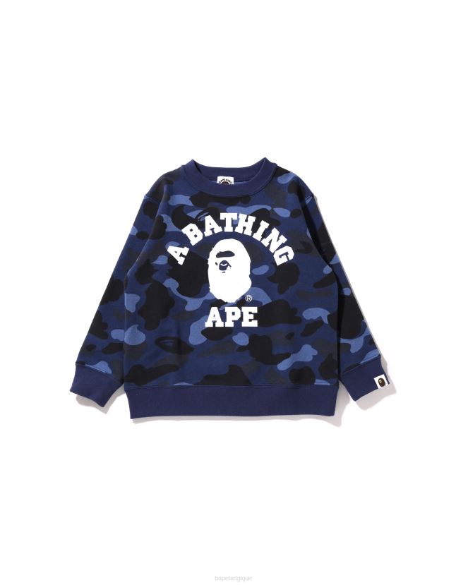 col ras du cou couleur camo college A Bathing Ape enfants ZHX6N41645 bleu marine