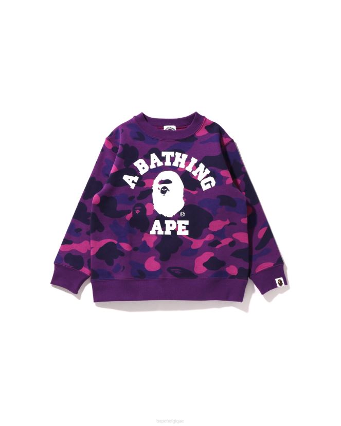 col ras du cou couleur camo college A Bathing Ape enfants ZHX6N41646 violet