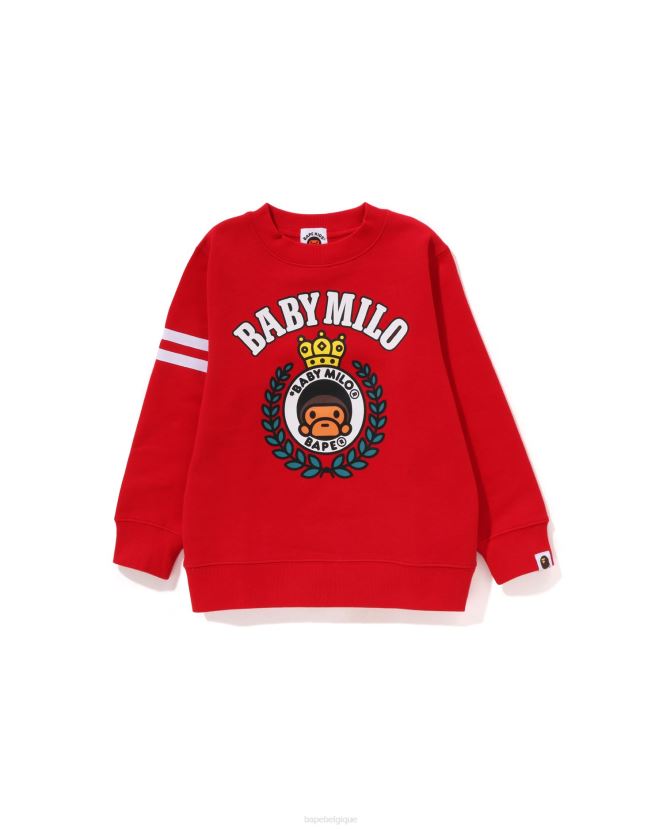 col ras du cou à emblème baby milo A Bathing Ape enfants ZHX6N41343 rouge vif