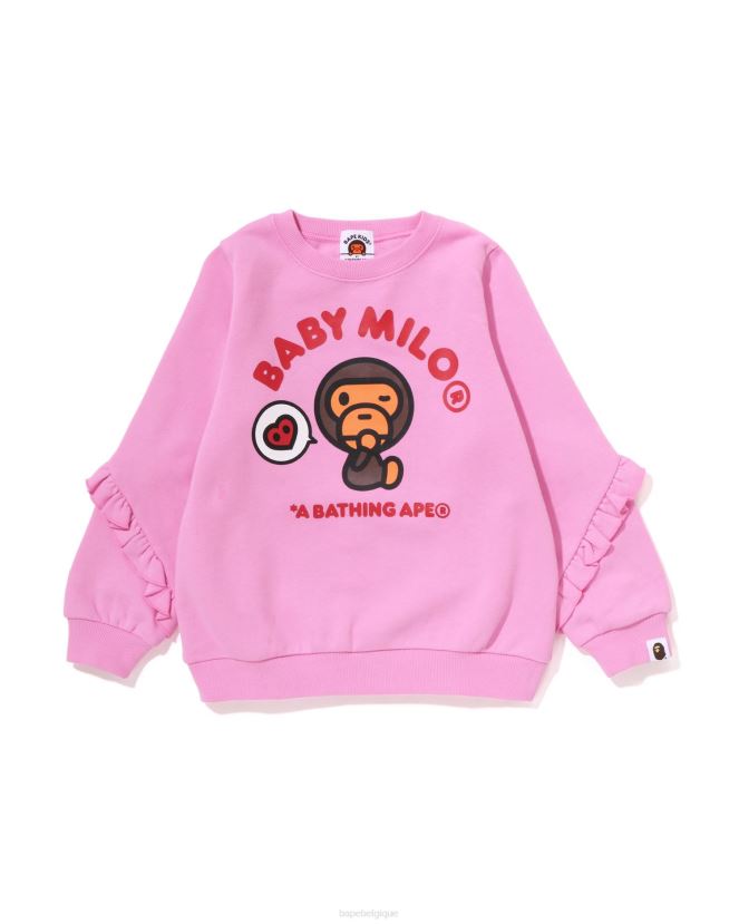 col ras du cou à volants et cœur baby milo A Bathing Ape enfants ZHX6N41496 rose
