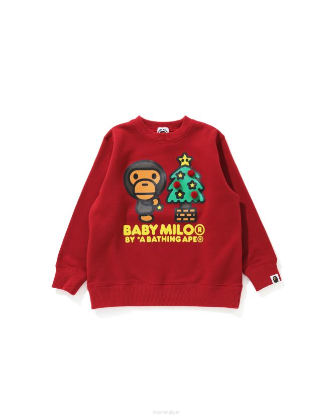 sweat à col ras du cou sapin de noël milo bébé A Bathing Ape enfants ZHX6N41786 rouge vif