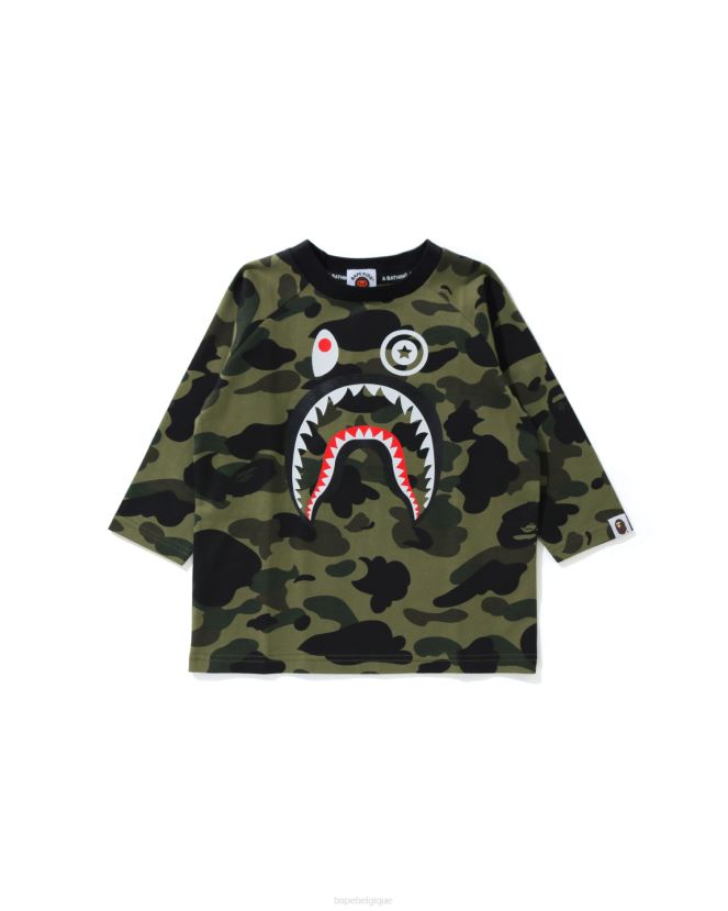 T-shirt à manches 3/4 1st camo shark A Bathing Ape enfants ZHX6N41787 armée verte