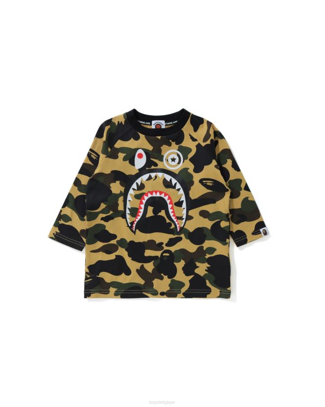 T-shirt à manches 3/4 1st camo shark A Bathing Ape enfants ZHX6N41788 jaune