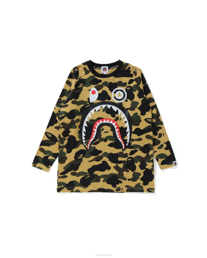 T-shirt à manches 3/4 1st camo shark A Bathing Ape enfants ZHX6N41796 jaune