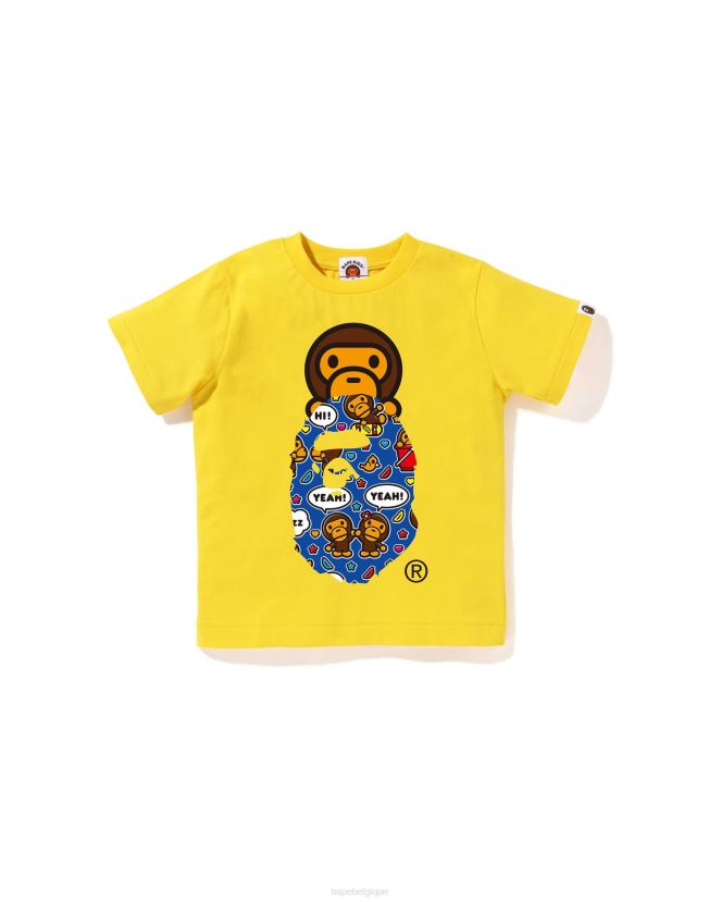 bébé milo discours ballon milo sur tête tee A Bathing Ape enfants ZHX6N41567 jaune