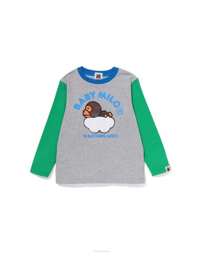 bébé milo dort sur le t-shirt nuage A Bathing Ape enfants ZHX6N41508 gris