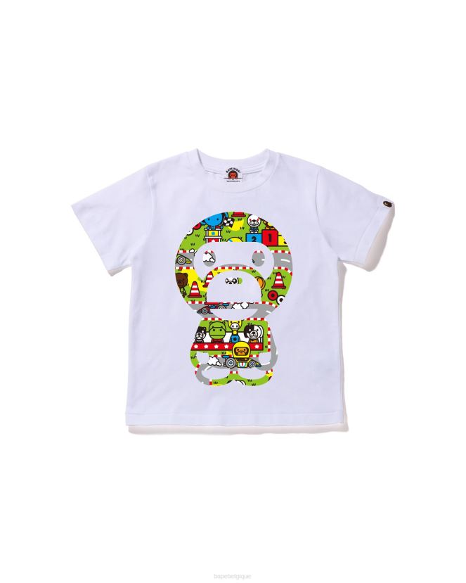 bébé milo racing gros t-shirt bébé milo A Bathing Ape enfants ZHX6N41550 blanc