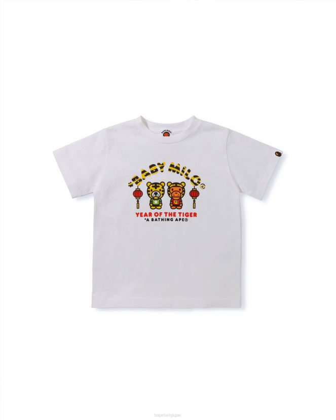 t-shirt bébé milo année du tigre A Bathing Ape enfants ZHX6N41746 blanc