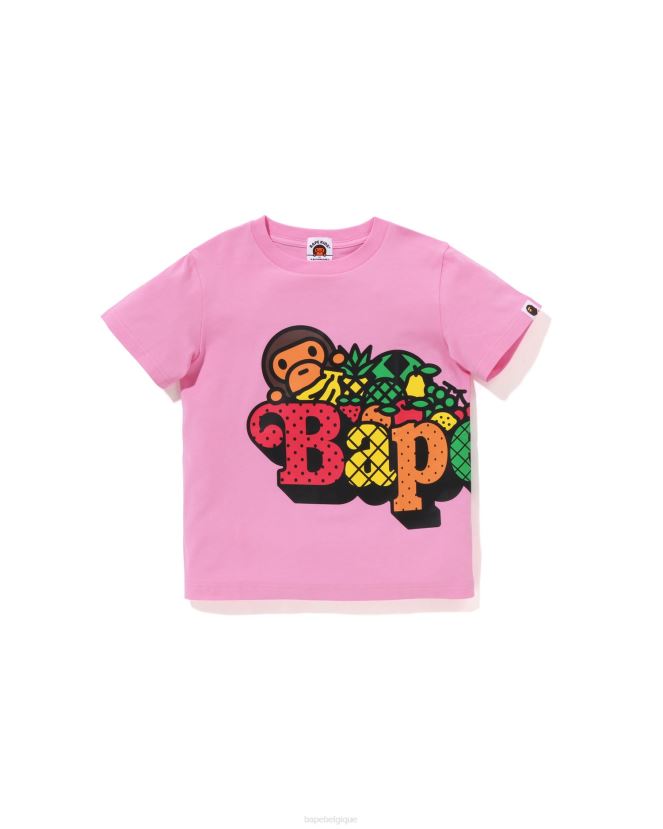t-shirt bébé milo aux fruits A Bathing Ape enfants ZHX6N41339 rose