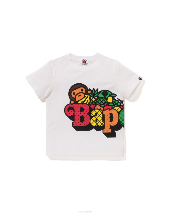 t-shirt bébé milo aux fruits A Bathing Ape enfants ZHX6N41340 blanc