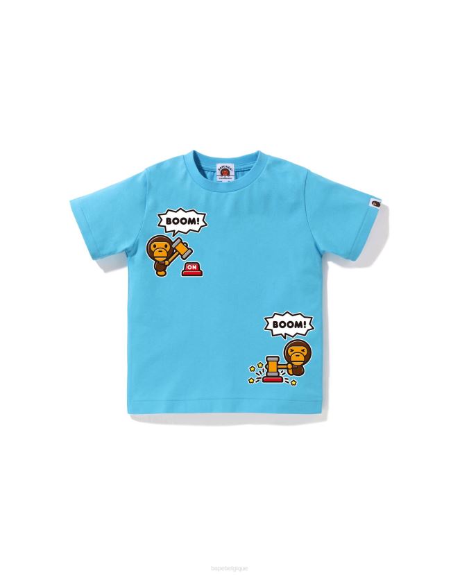 t-shirt ballon discours bébé milo # 4 A Bathing Ape enfants ZHX6N41561 bleu ciel