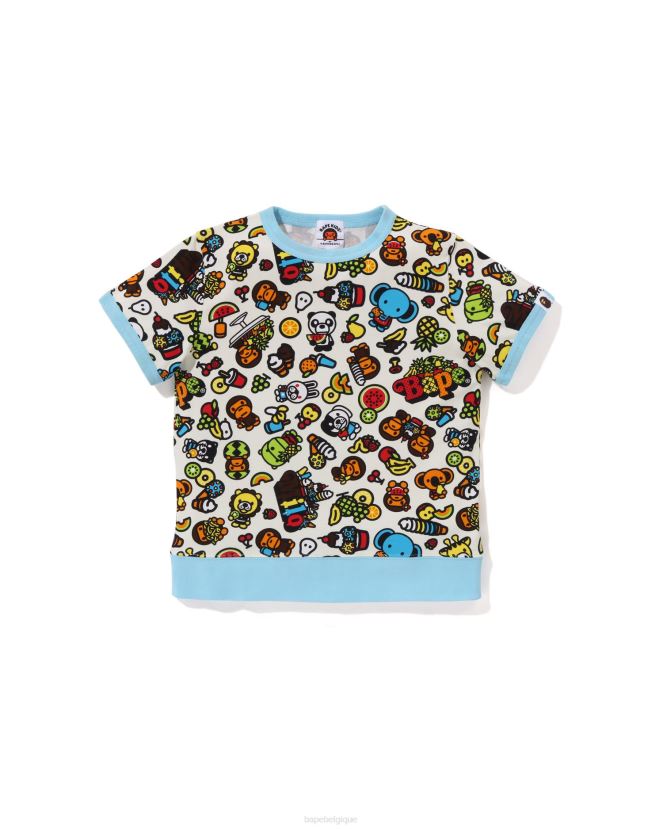 t-shirt côtelé de fruits mélangés milo pour bébé A Bathing Ape enfants ZHX6N41328 couleur crème