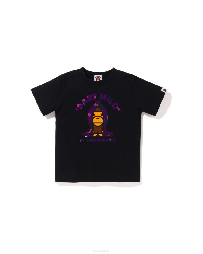 t-shirt à capuche couleur camo milo A Bathing Ape enfants ZHX6N41431 noir