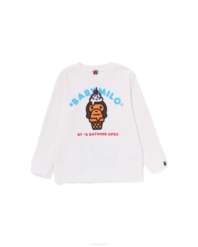 t-shirt de crème glacée bébé milo A Bathing Ape enfants ZHX6N41409 blanc