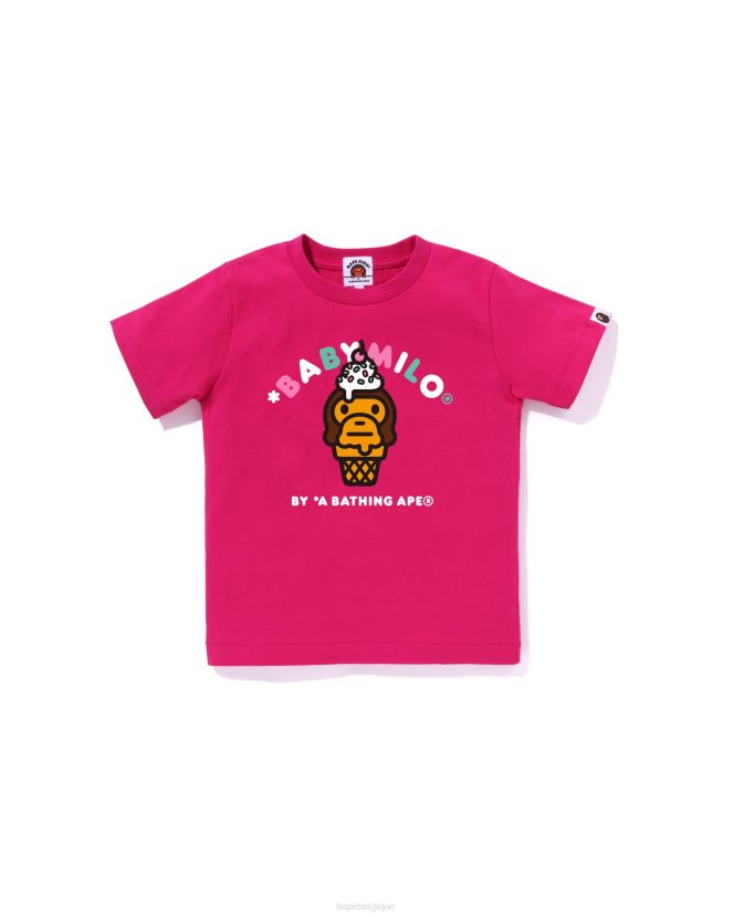 t-shirt de crème glacée bébé milo A Bathing Ape enfants ZHX6N41411 rose carmin