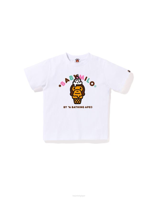 t-shirt de crème glacée bébé milo A Bathing Ape enfants ZHX6N41412 blanc