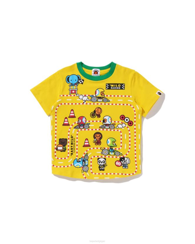 t-shirt à gros panneaux milo racing pour bébé A Bathing Ape enfants ZHX6N41624 jaune