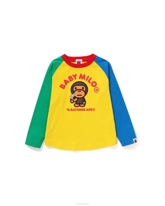 t-shirt à raglan beignets milo pour bébé A Bathing Ape enfants ZHX6N41466 jaune