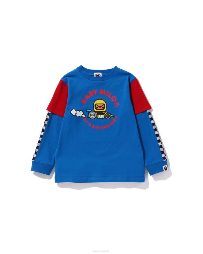 t-shirt à superpositions pour bébé milo racing A Bathing Ape enfants ZHX6N41724 bleu