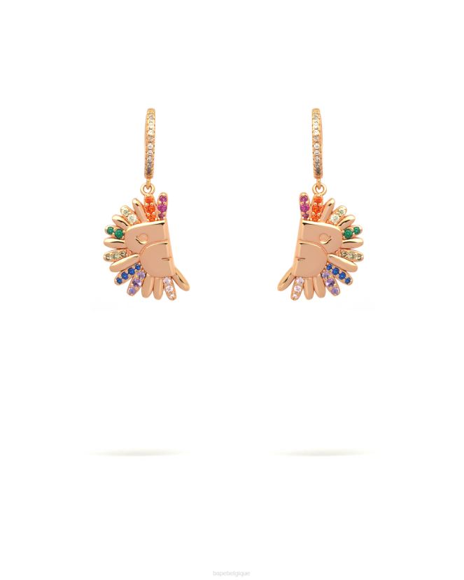 boucles d'oreilles dorées à ornements en cristal A Bathing Ape femmes ZHX6N41111 or