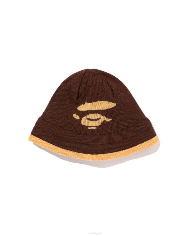 bonnet en tricot visage A Bathing Ape femmes ZHX6N41105 brun