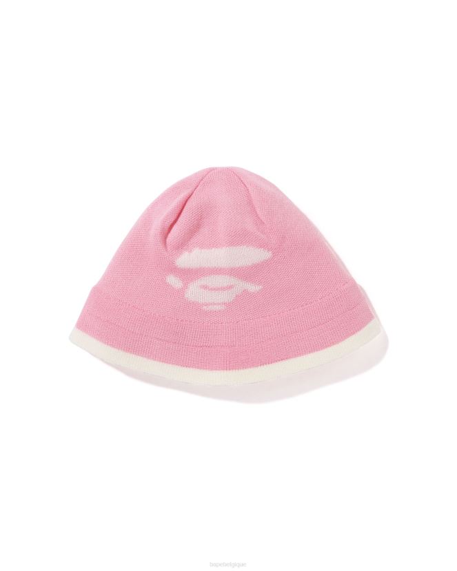 bonnet en tricot visage A Bathing Ape femmes ZHX6N41107 rose