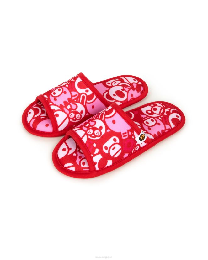 pantoufles bébé milo A Bathing Ape femmes ZHX6N41219 rose