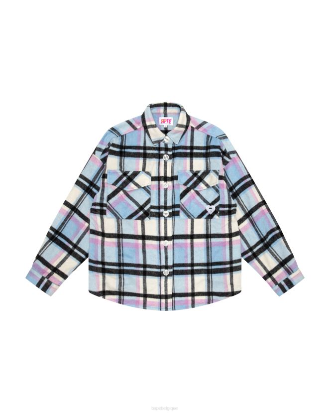 chemise à carreaux A Bathing Ape femmes ZHX6N41024 bleu