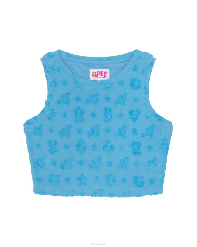 gilet à motif court A Bathing Ape femmes ZHX6N4931 bleu clair