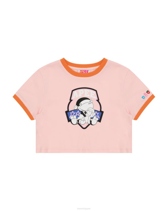 t-shirt court graphique A Bathing Ape femmes ZHX6N41045 rose