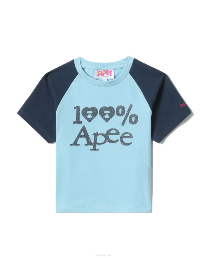 t-shirt court à raglan graphique A Bathing Ape femmes ZHX6N4835 bleu clair