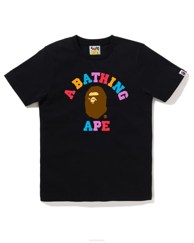 t-shirt de collège de couleurs A Bathing Ape femmes ZHX6N4781 noir