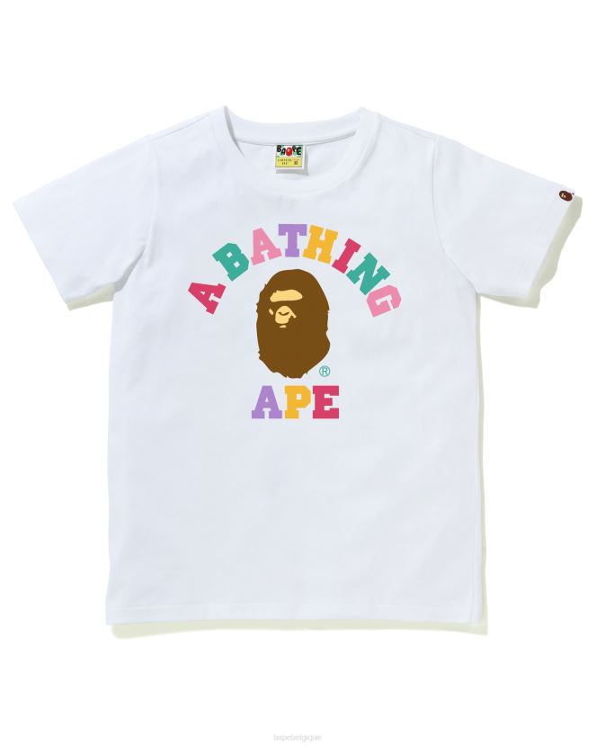 t-shirt de collège de couleurs A Bathing Ape femmes ZHX6N4984 blanc