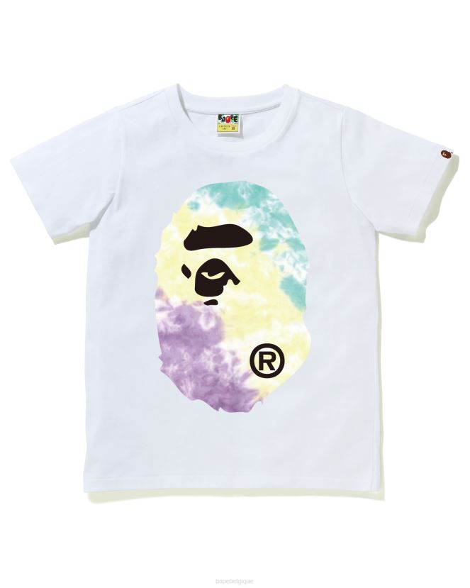 t-shirt à grosse tête tie-dye A Bathing Ape femmes ZHX6N41000 blanc