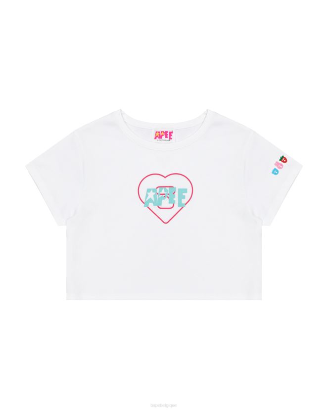 t-shirt slim à logo imprimé A Bathing Ape femmes ZHX6N41058 blanc